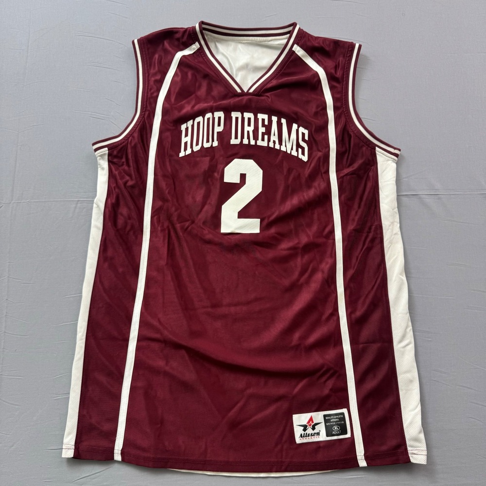 Alleson Athletic‎ Hoop Dreams Basketball Jersey Maroon White Mens XL Number 2